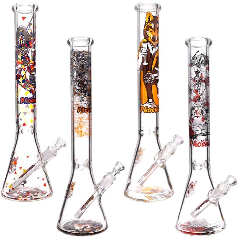 Phoenix KEMONO Crest Heavy Beaker Waterpipe (PHX432/416/415/418) | 18 inch | Assorted Colors product image